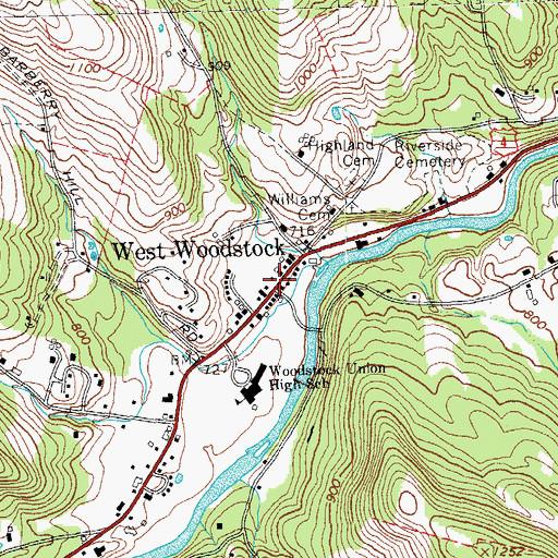 Topographic Map of West Woodstock Fire Department, VT