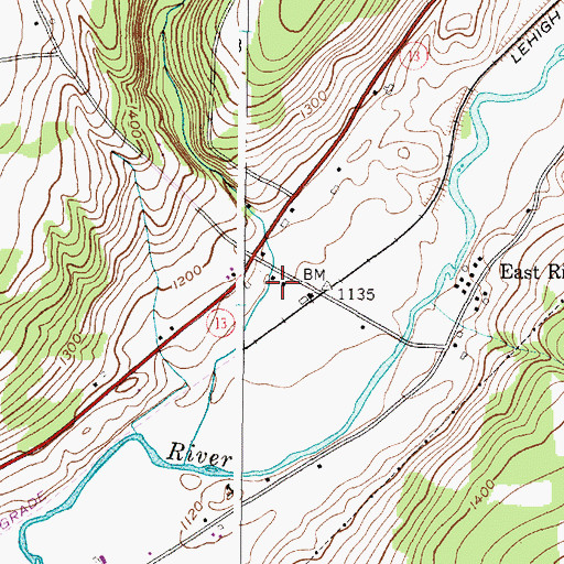 Topographic Map of East River School (historical), NY