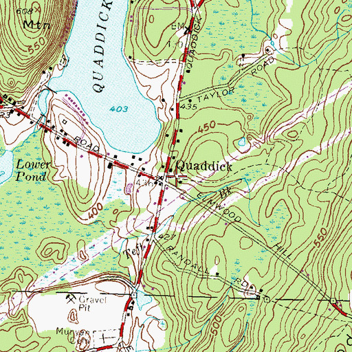 Topographic Map of Quaddick, CT