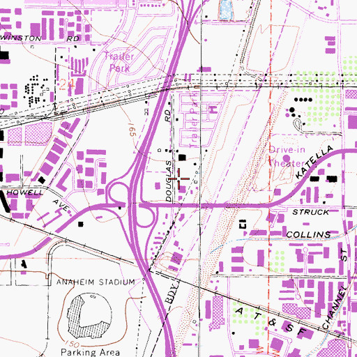 Topographic Map of Honda Center, CA