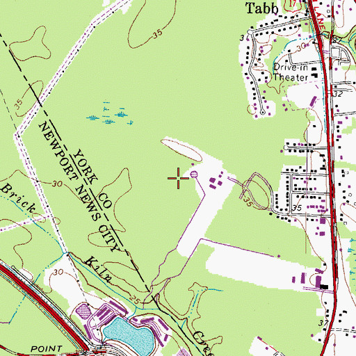 Topographic Map of Village Square At Kiln Creek Shopping Center, VA