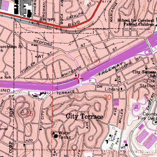 Topographic Map of Exit 20A, CA