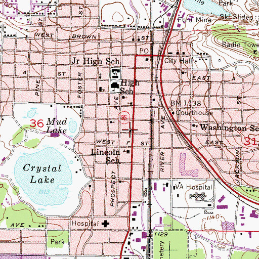 Topographic Map of Trinity United Methodist Church, MI