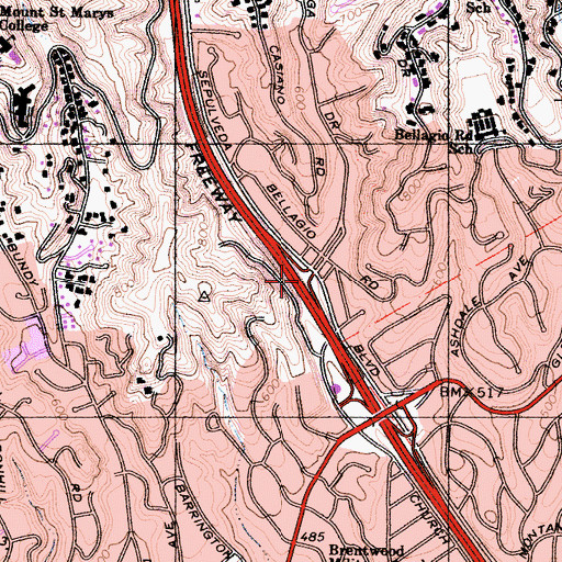 Topographic Map of Exit 57B, CA