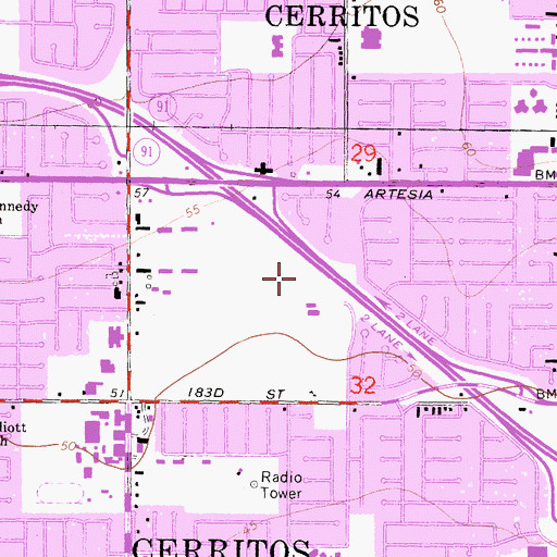 Topographic Map of Exit 19C, CA