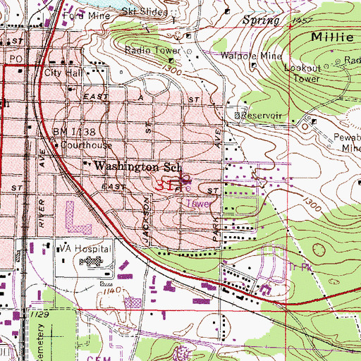 Topographic Map of East Elementary School, MI