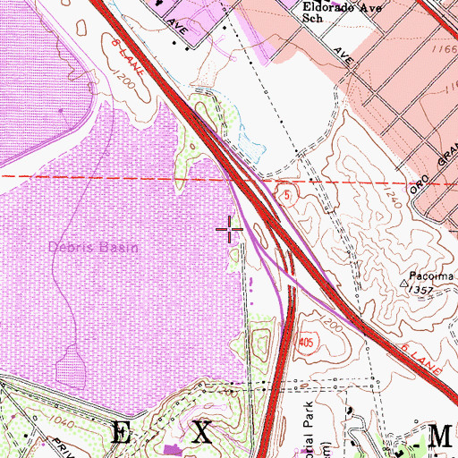 Topographic Map of Exit 158, CA