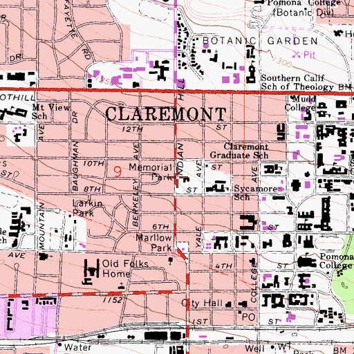 Topographic Map of Memorial Park, CA