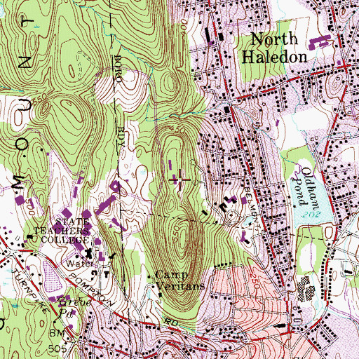 Topographic Map of Pioneer Hall, NJ