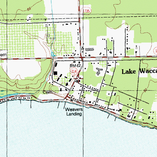 Topographic Map of Lake Waccamaw Police Department, NC