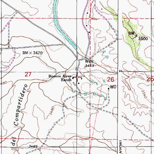 Topographic Map of Buenos Aires Ranch, AZ