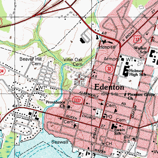 Topographic Map of Edenton Police Department, NC