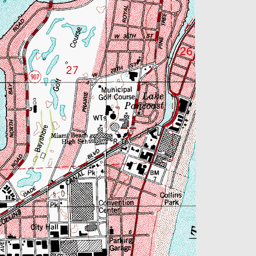 Topographic Map of City of Miami Beach Fire Department: Station 2, Headquarters, FL