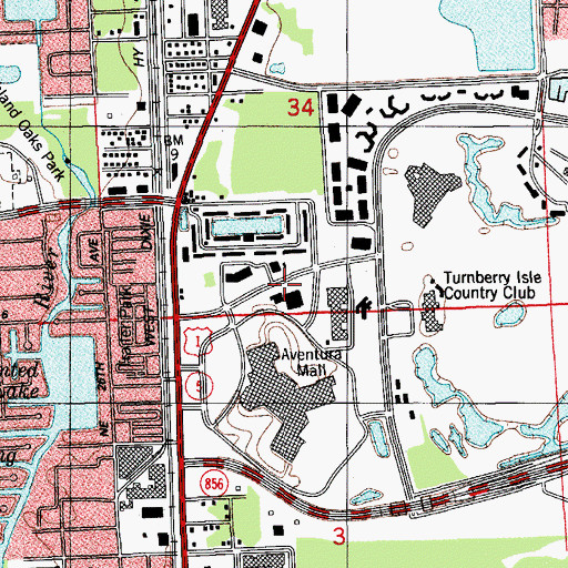 Topographic Map of Miami - Dade County Fire Rescue Station 8, FL