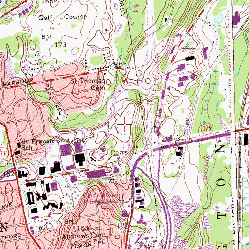 Topographic Map of Arute Athletic Field, CT