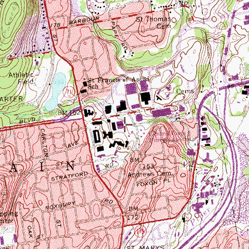 Topographic Map of Memorial Hall, CT