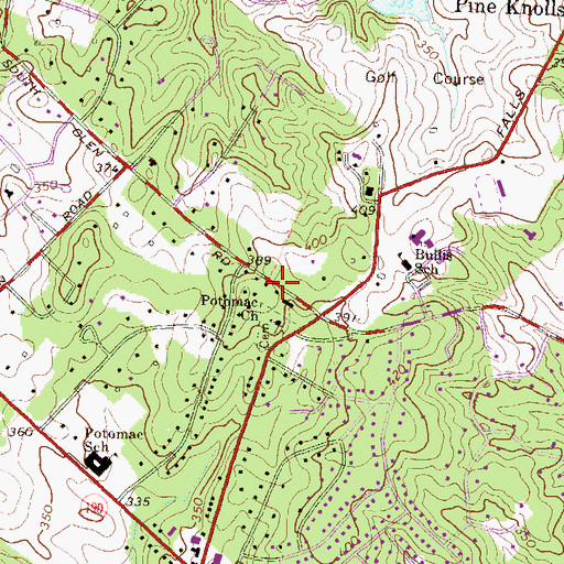 Topographic Map of Potomac Glen Day School, MD