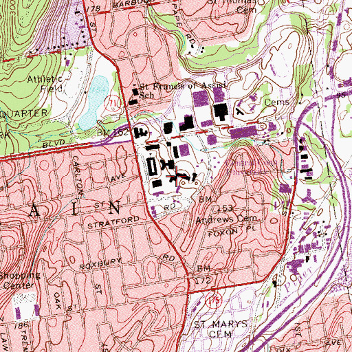 Topographic Map of Carroll Hall, CT