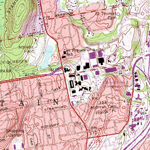 Topographic Map of Barnard Hall, CT