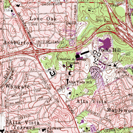 Topographic Map of French International School, MD