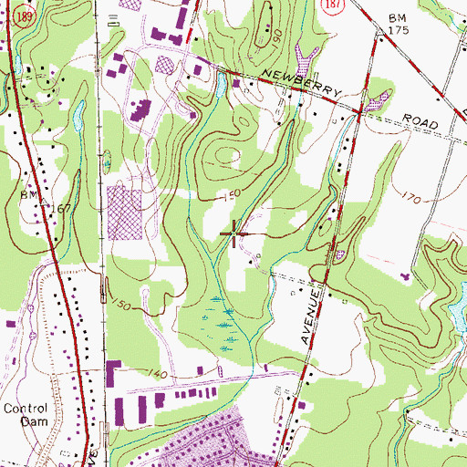Topographic Map of WLVX-AM (Bloomfield), CT