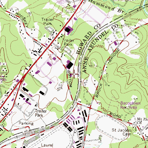 Topographic Map of Phillips Laurel School, MD