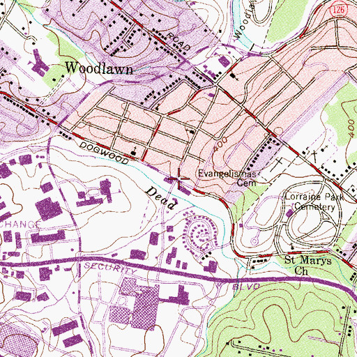 Topographic Map of Meadowood Education Center Alternative Education, MD