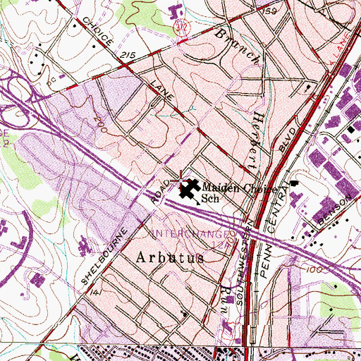 Topographic Map of Shelbourne Baptist Child Care Center, MD