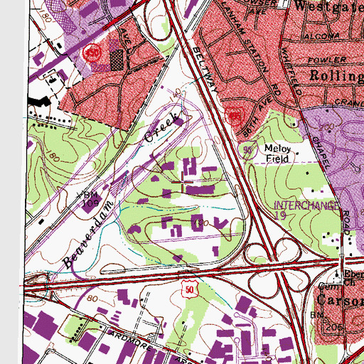Topographic Map of Sojourner Douglass College - Prince Georges County, MD