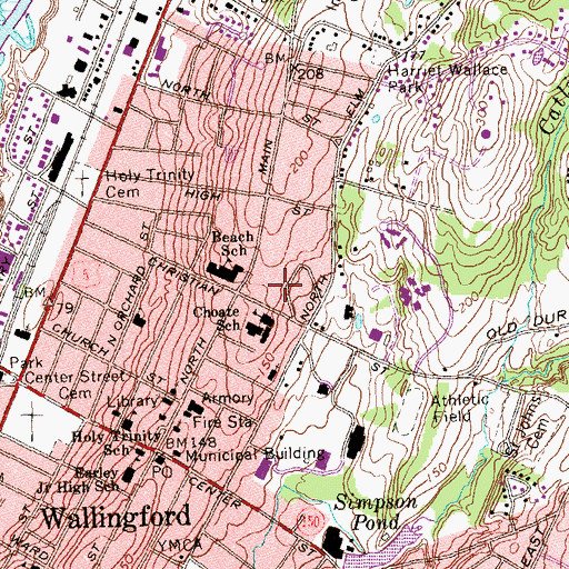 Topographic Map of WWEB-FM (Wallingford), CT
