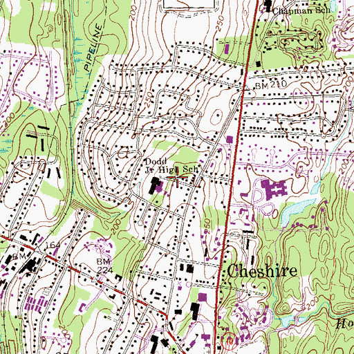 Topographic Map of Town of Cheshire, CT