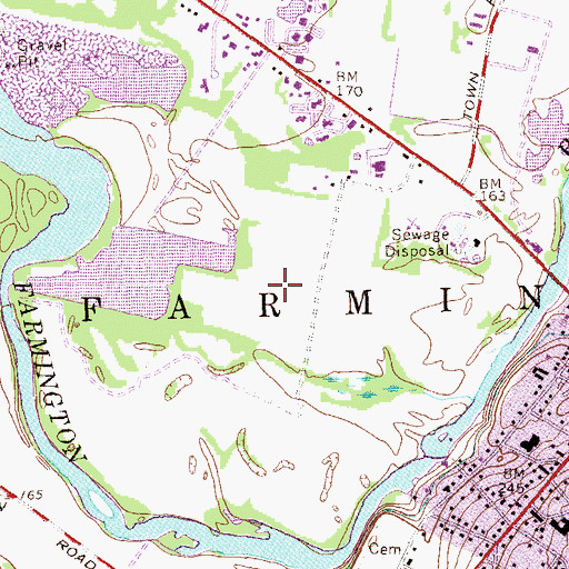Topographic Map of Town of Farmington, CT