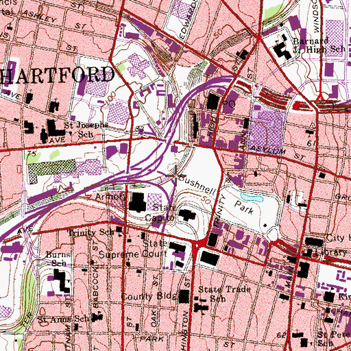 Topographic Map of Town of Hartford, CT