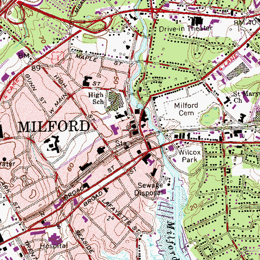 Topographic Map of Town of Milford, CT