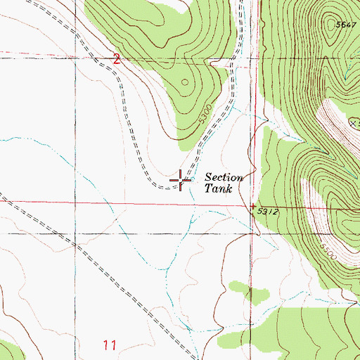 Topographic Map of Section Tank, AZ