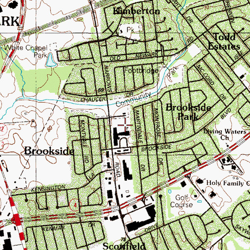 Topographic Map of Brookside Elementary School, DE