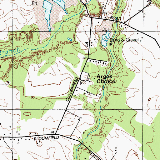 Topographic Map of Argos Choice, DE