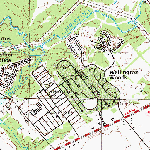 Topographic Map of Brookmont Farms, DE