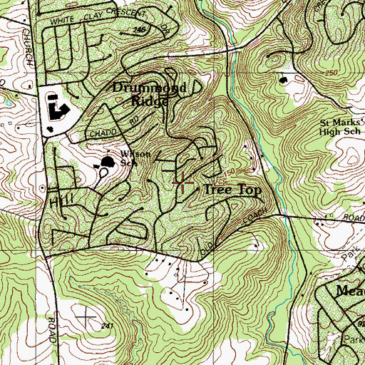 Topographic Map of Henderson Heights, DE