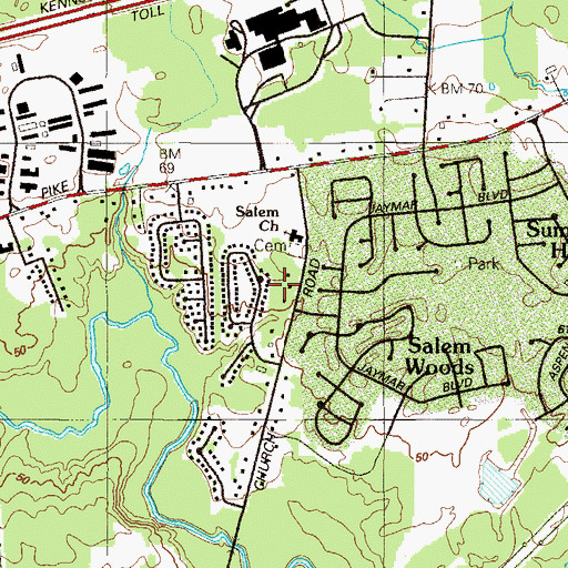 Topographic Map of Beechers Lot, DE