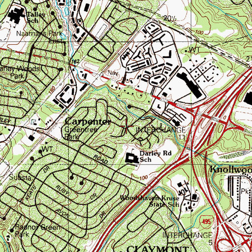 Topographic Map of Greentree, DE