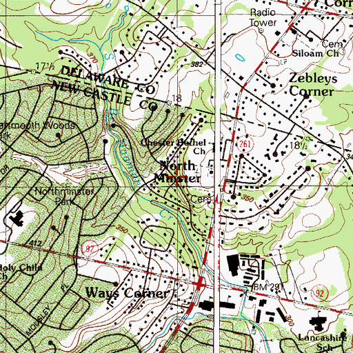 Topographic Map of North Minister, DE