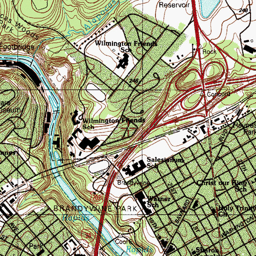 Topographic Map of Augustine Hills, DE