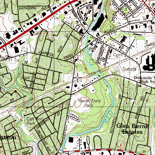 Topographic Map of Marshallton Heights II, DE