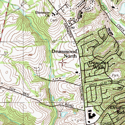Topographic Map of Drummond North, DE