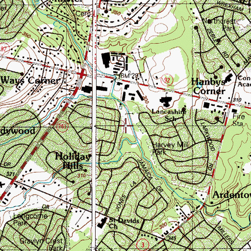 Topographic Map of Crestfield, DE