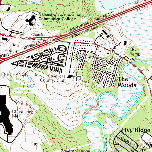 Topographic Map of Cavaliers Country Club, DE