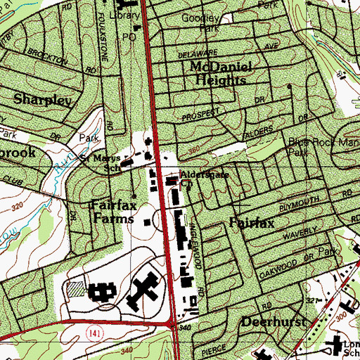 Topographic Map of Aldersgate Methodist Church, DE
