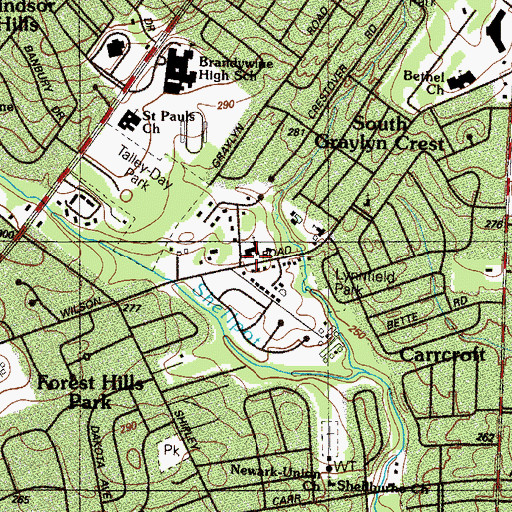 Topographic Map of Saint Albans Episcopal Church, DE