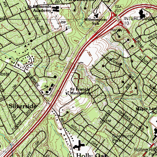 Topographic Map of Hillendale, DE